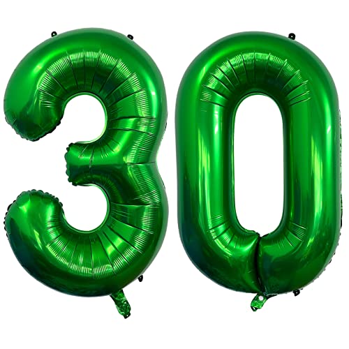 Number 30 Dark Green Balloons 40 Inch Giant Green 30 Numer Foil Helium Balloons for 30th Green Birthday Party Supplies 30th Anniversary Events Decorations