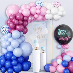 GREMAG Gender Reveal Balloon Arch, 132PCS Gender Reveal Decorations, Blue Pink White Pastel Balloons, 18 Inch Black Boy or Girl Reveal Balloon with Pink and Blue Round Confetti, for Baby Shower Supply