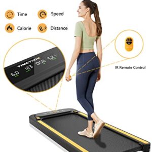 TIMETOOK Under Desk Treadmill, 2.25HP Treadmill with 265lb Weight Capacity, Portable Walking Pad Design for Home Office with IR Remote Control