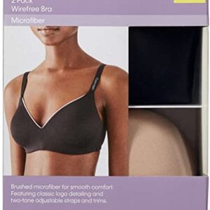 Calvin Klein Womens 2 Pack Microfiber Wirefree Bra (as1, Alpha, m, Regular, Regular, Black/Honey, Medium)