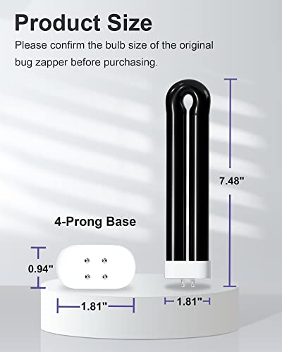 15W Black Light Bug Zapper Replacement Bulb for BB-15WHT Black Flag BZ-15, BF35 Flowtron BK-15D, B1515 Stinger TZ15, FP15, UV15, 7.5 inch U Shaped Bulb 2 Pack