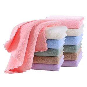 pfimigh 12 pack baby washcloths, 10 x 10 inches coral fleece washcloths, extra absorbent and soft wash cloth for infants sensitive skin