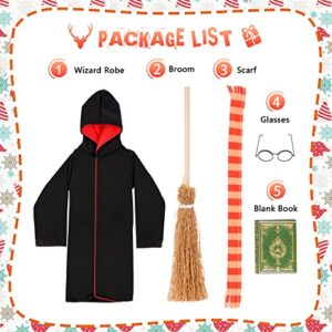 HOJADA Doll Clothing Wizard Robe for Doll Christmas Elf Doll Costume Halloween Elf Clothing Dress up Accessories Includes Broom, Scarf, Mini Glasses, Mini Blank Book.