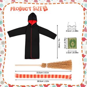 HOJADA Doll Clothing Wizard Robe for Doll Christmas Elf Doll Costume Halloween Elf Clothing Dress up Accessories Includes Broom, Scarf, Mini Glasses, Mini Blank Book.