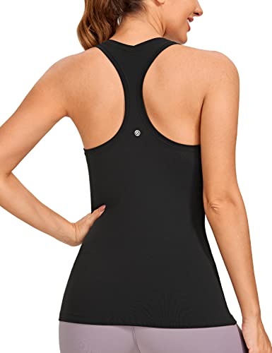 CRZ YOGA Women's Butterluxe Workout Tank Tops Racerback Tank Yoga Sleeveless Top Camisole Athletic Gym Shirt Black Large