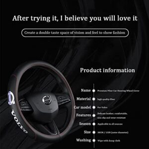 NEEARI The Leather Steering Wheel Sleeve is Suitable for Volvo S60 V60 S90 V90 XC40 XC60 XC90 (Black red), (WVWFXT)