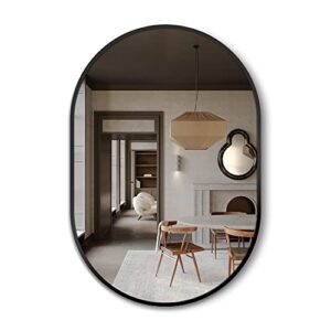 Bathroom Mirror for Wall,36''x24'',Black Oval Mirror for Bedroom Entryway Bathroom, Metal Framed Vanity Mirror(36''x24'',Black)