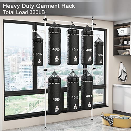 Clothing Racks for Hanging Clothes,Heavy Duty Clothes Rack,Garment Rack,Adjustable Closet Rods for Hanging Clothes,Portable Closets for Hanging Clothes,Double Clothing Rack White,Tension Rod