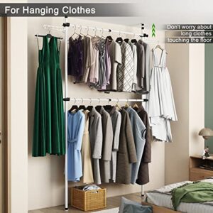 Clothing Racks for Hanging Clothes,Heavy Duty Clothes Rack,Garment Rack,Adjustable Closet Rods for Hanging Clothes,Portable Closets for Hanging Clothes,Double Clothing Rack White,Tension Rod