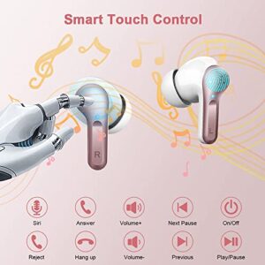 Wireless Earbud, Bluetooth Headphones 5.3 Stereo Bass Earphones 2023 Noise Cancelling Ear Buds 40H Dual Mic Call, in-Ear USB-C LED Display IP7 Waterproof Sport Headset for Android iOS