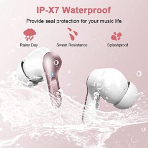 Wireless Earbud, Bluetooth Headphones 5.3 Stereo Bass Earphones 2023 Noise Cancelling Ear Buds 40H Dual Mic Call, in-Ear USB-C LED Display IP7 Waterproof Sport Headset for Android iOS