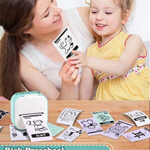 Memoking Label Makers - T02 Mini Portable Small Printer with 3 Rolls Paper, Sticker Printer Machine, Study Printer for Pictures, Photos, Journals, DIY, Compatible with Phone & Tablet, Green