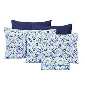 cotton alley-144 tc queen sheets - 100% cotton 6 pcs sheets for queen size bed, 1 fitted sheet, 1 flat sheet and 4 pillowcases, bed sheets queen set fitted up to 16" mattress,(bloomig flower)