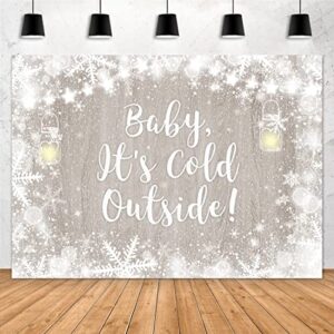 aperturee it's cold outside baby shower backdrop 7x5ft winter wonderland christmas xmas rustic wood floor festival snowfall snowflake photography background party decorations banner photo booth