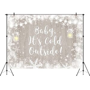 Aperturee It's Cold Outside Baby Shower Backdrop 7x5ft Winter Wonderland Christmas Xmas Rustic Wood Floor Festival Snowfall Snowflake Photography Background Party Decorations Banner Photo Booth