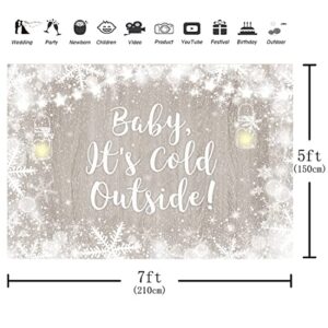 Aperturee It's Cold Outside Baby Shower Backdrop 7x5ft Winter Wonderland Christmas Xmas Rustic Wood Floor Festival Snowfall Snowflake Photography Background Party Decorations Banner Photo Booth