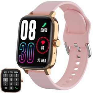 bofidar smart watches for women (call receive/dial), smart watch for android and ios phones, 1.7'' touch screen smartwatch, fitness tracker with pedometer, alarm clock, 7 sports modes (gold)