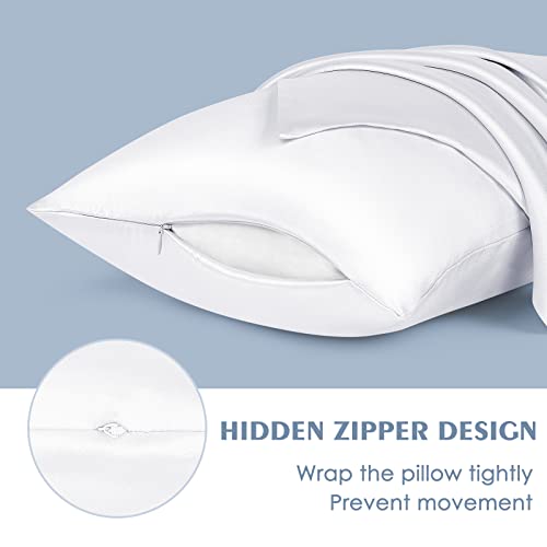 Silk Satin Body Pillow Pillowcase, Silky 20''x54'' Body Long Pillow case for Pregnant Women and Family, Hidden Zipper Closure, White, 1 Pack