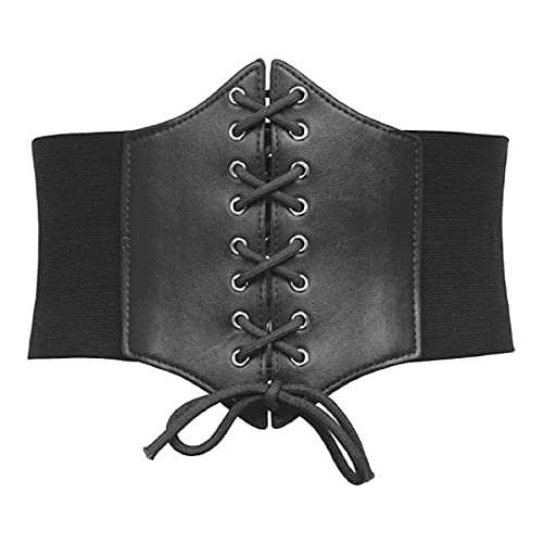 Black Lace-up Cinch Belt Tied Corset Elastic Waist Belt for Women Girls