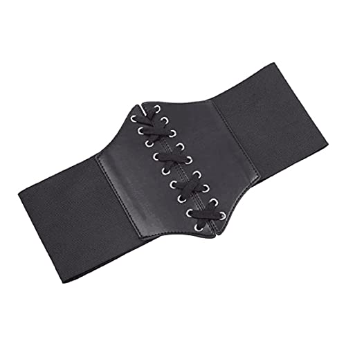 Black Lace-up Cinch Belt Tied Corset Elastic Waist Belt for Women Girls