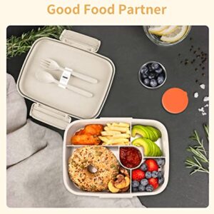 ANDMOON Bento Lunch Box with Kids/Adults, 5 Compartments Leakproof Lunch Container with Dressing Cup, Eco-Friendly Double Insulated Boxes, Dishwasher and Microwave Safe, BPA-Free (white)