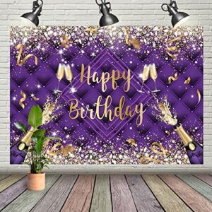 7x5ft glitter diamond headboard happy birthday backdrop champagne birthday photography background purple adult happy birthday party banner supplies photo booth props (dlh0d712uu)