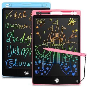2 pack lcd writing tablet, 8.5 inch writing tablet for kids, colorful screen doodle board, erasable and reusable digital drawing tablet, learning educational toys for girls boys, blue+pink