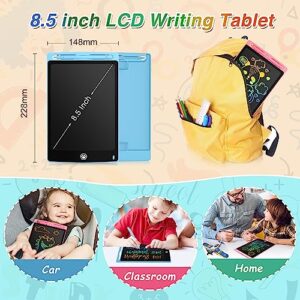 2 Pack LCD Writing Tablet, 8.5 Inch Writing Tablet for Kids, Colorful Screen Doodle Board, Erasable and Reusable Digital Drawing Tablet, Learning Educational Toys for Girls Boys, Blue+Pink