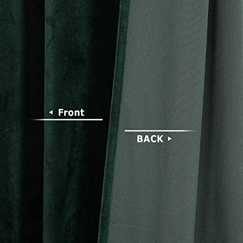 Benedeco Dark Green Velvet Curtains for Bedroom Window with Back Tab, Super Soft Vintage Luxury Heavy Drapes, Room Darkening Thermal Insulated Curtain for Living Room, W52 by L108 inches, 2 Panels