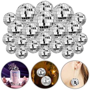 45 PCS 0.79 Inch 0.98 Inch 1.18 Inch 1.57 Inch 1.97 Inch 2.36 Inch Disco Ball Cake Decoration Ornaments Reflective Mirror Ball Cake Decoration 70s Disco Themed Party Christmas Tree Decoration