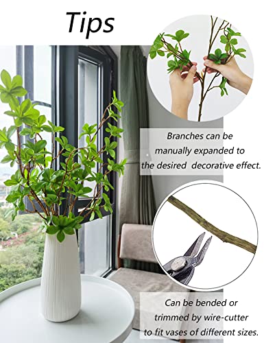 Heleze Artificial Greenery Stems Faux Branches with Leaves for Vase Fake Plants for Home Decor Indoor 26.3 Inch 3 PCS