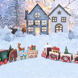 MVNISE Christmas Wooden Train Ornament, Mini Painted Train Decoration Kids Gift Toys, Xmas Table Top Adornment for Christmas Party Kindergarten…