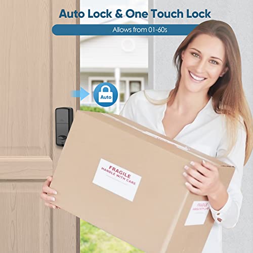 4 in 1 Smart Front Door Lock Set, Keyless Entry Door Lock with Handle, Touchscreen Keypad Deadbolt, Works with App, Auto-Lock, Code Door Lock, Easy Installation