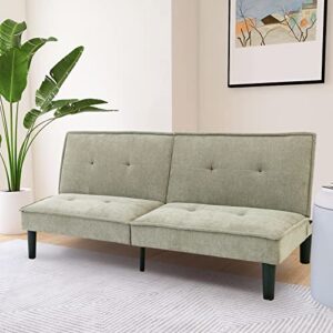opoiar couch for compact living space, memory foam, armless sleepe futon sofa bed sofabed, 71×31×33in, pear green