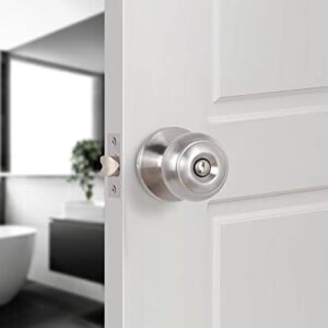 GITRANG (2 Pack) Privacy Door Knobs Bedroom/Bathroom Doorknobs for Left and Right Opened Door with Lock Flat Ball Handle in Satin Nickel