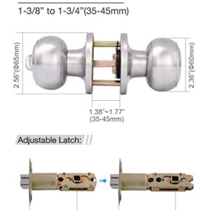 GITRANG (2 Pack) Privacy Door Knobs Bedroom/Bathroom Doorknobs for Left and Right Opened Door with Lock Flat Ball Handle in Satin Nickel