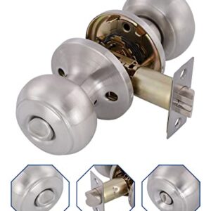 GITRANG (2 Pack) Privacy Door Knobs Bedroom/Bathroom Doorknobs for Left and Right Opened Door with Lock Flat Ball Handle in Satin Nickel