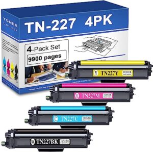 tcxlink (4 pack) tn-227bk tn-227c tn-227y tn-227m high yield toner cartridge replacement for tn227 mfc-l3770cdw mfc-l3710cw hl-3210cw dcp-l3510cdw printer toner.