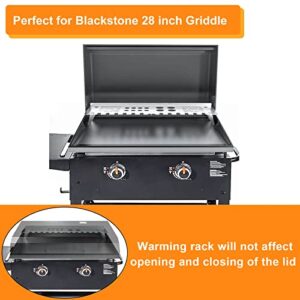 Grisun Hinged Lid and Warming Rack for Blackstone 28 inch Griddle, Heat Resistant Powder Coated Steel Griddle Lid, Stainless Steel Warming Rack for Blackstone Griddle 28 inch, Rack with Foldable Legs