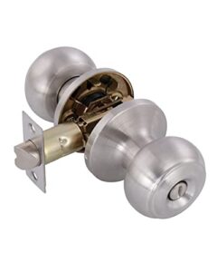 gitrang privacy door knobs bedroom/bathroom doorknobs for left and right opened door with lock flat ball handle in satin nickel