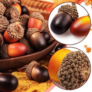 Noverlife 100PCS Mini Artificial Acorns, Small Fake Acorns Mixed Color Lifelike Acorns, Nutty Craft Acorns w/Natural Acorn Cap, Simulation Oak Nut Fruit Props for Autumn Thanksgiving Christmas Decor