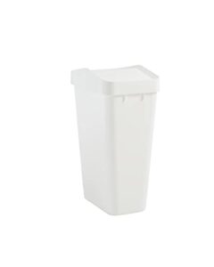 rubbermaid swing top waste container for home and kitchen, easy access disposal and slim modern trash can with lid, 12.2 gallon capacity, white