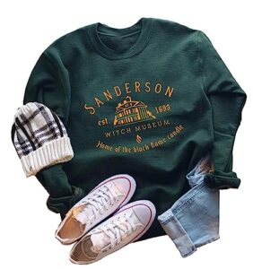 yimoya sanderson witch museum sweatshirt womens funny halloween pullovers hocus pocus blouse tops (green, m)