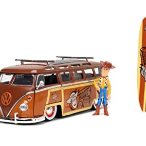 Jada Toys Disney Pixar Toy Story 1:24 Volkswagen T1 Bus Diecast Vehicle & 2.75" Woody Figure, Brown