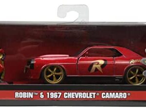 DC Comics 1:32 1969 Chevy Camaro Die-cast Car w/ 1.65" Robin Figure, Toys for Kids and Adults