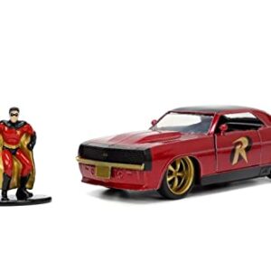 DC Comics 1:32 1969 Chevy Camaro Die-cast Car w/ 1.65" Robin Figure, Toys for Kids and Adults