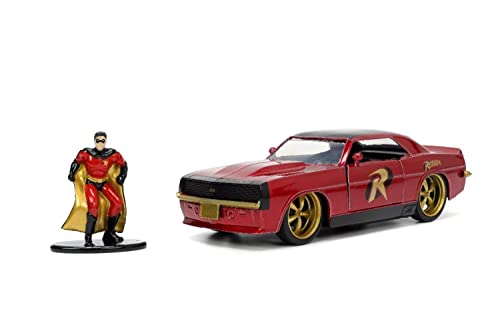 DC Comics 1:32 1969 Chevy Camaro Die-cast Car w/ 1.65" Robin Figure, Toys for Kids and Adults