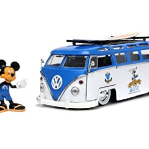 Jada Toys Disney Mickey and Friends 1:24 Volkswagen T1 Bus Die-cast Car w/ 2.75" Mickey Mouse Figure, Toys for Kids and Adults