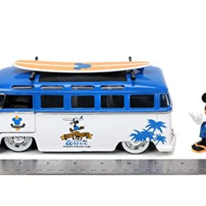 Jada Toys Disney Mickey and Friends 1:24 Volkswagen T1 Bus Die-cast Car w/ 2.75" Mickey Mouse Figure, Toys for Kids and Adults