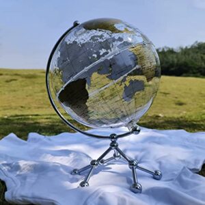 JBRUN 8" World Globe,Illuminated World Globe with Metal Stand,Educational Interactive Globe for Home Decor,Office Desktop,LED Globe Lamp